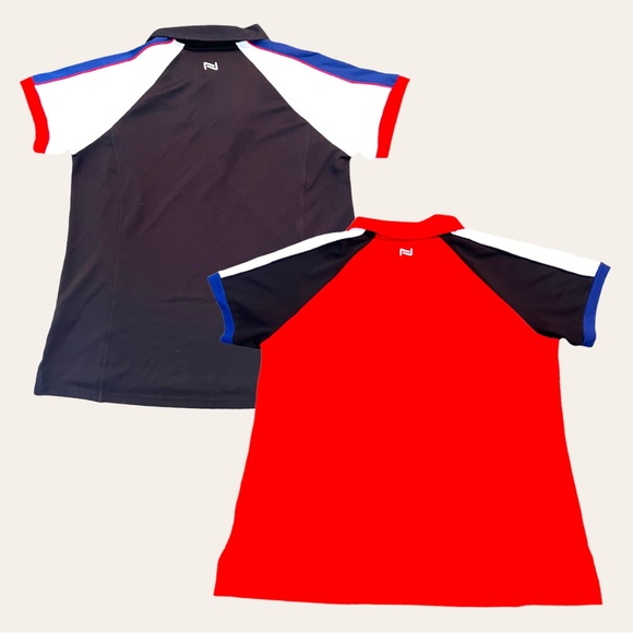 ADDITION ELLE - Nola Ladies Zippered Collar Golf Workout Shirts - Black & Red - Picture 4 of 16